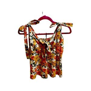 Top – Size Small Floral Mermaid-Style Tie-Shoulder